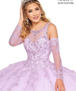 Mary's Bridal Quinceañera Embroidered Illusion Quinceanera Dress By Alta Couture MQ3054