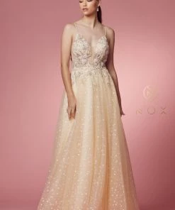 Prom Embroidered Illusion Sleeveless Gown By Nox Anabel E1002 10 Prom Embroidered Illusion Sleeveless Gown By Nox Anabel E1002