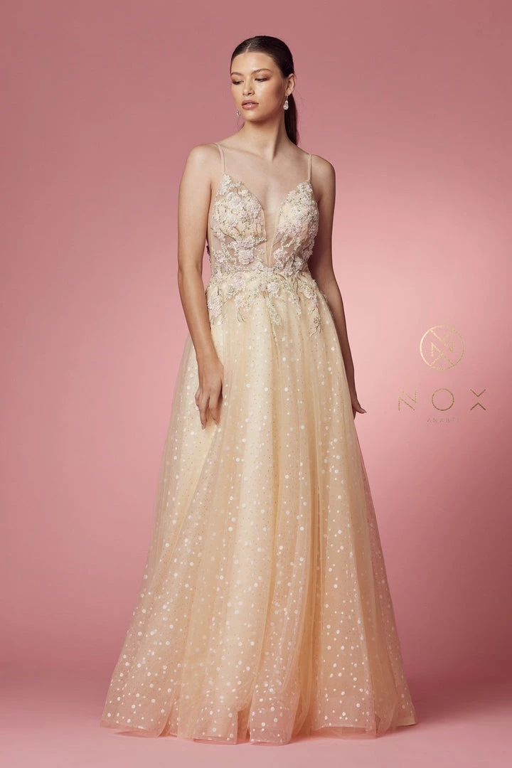 Prom Embroidered Illusion Sleeveless Gown By Nox Anabel E1002 6 Prom Embroidered Illusion Sleeveless Gown By Nox Anabel E1002