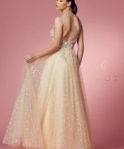 Prom Embroidered Illusion Sleeveless Gown By Nox Anabel E1002