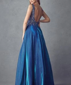 Prom Embroidered Iridescent Glitter Gown By Juliet 225