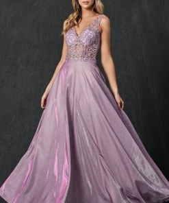 Prom Embroidered Iridescent Glitter Gown By Juliet 225