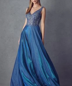 Prom Embroidered Iridescent Glitter Gown By Juliet 225