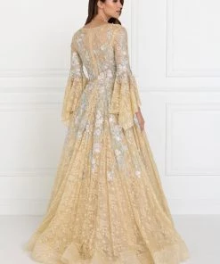 Embroidered Lace Ballgown With Bell Sleeves By Elizabeth K GL1592 Prom 15 Embroidered Lace Ballgown With Bell Sleeves By Elizabeth K GL1592 Prom