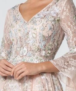 Embroidered Lace Ballgown With Bell Sleeves By Elizabeth K GL1592 Prom 12 Embroidered Lace Ballgown With Bell Sleeves By Elizabeth K GL1592 Prom