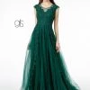 Embroidered Long Cap Sleeve Dress By Elizabeth K GL2882 Prom