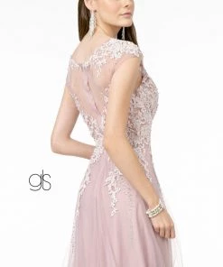 Embroidered Long Illusion Sweetheart Dress By Elizabeth K GL2886