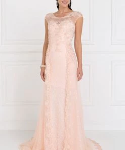 Prom Embroidered Long Ivory Cap Sleeve Lace Dress By Elizabeth K GL1539 7 Prom Embroidered Long Ivory Cap Sleeve Lace Dress By Elizabeth K GL1539