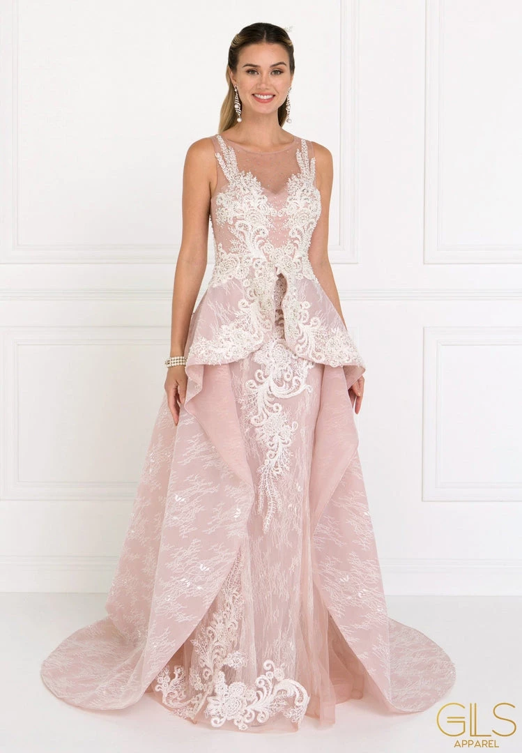 Embroidered Long Ivory Peplum Dress By Elizabeth K GL1538 Prom 7 Embroidered Long Ivory Peplum Dress By Elizabeth K GL1538 Prom