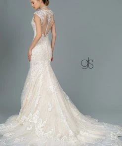 Embroidered Long Mermaid Wedding Dress By Elizabeth K GL1802