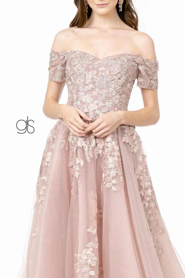 Embroidered Long Off Shoulder Dress By Elizabeth K GL2885 5 Embroidered Long Off Shoulder Dress By Elizabeth K GL2885