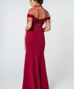 Embroidered Long Off Shoulder Dress With Slit By Elizabeth K GL2708 Prom 25 Embroidered Long Off Shoulder Dress With Slit By Elizabeth K GL2708 Prom