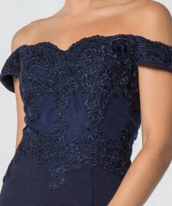 Embroidered Long Off Shoulder Dress With Slit By Elizabeth K GL2708 Prom 20 Embroidered Long Off Shoulder Dress With Slit By Elizabeth K GL2708 Prom