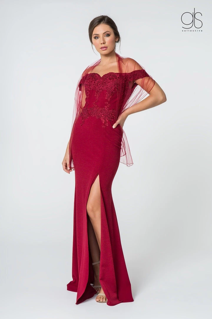 Embroidered Long Off Shoulder Dress With Slit By Elizabeth K GL2708 Prom 11 Embroidered Long Off Shoulder Dress With Slit By Elizabeth K GL2708 Prom