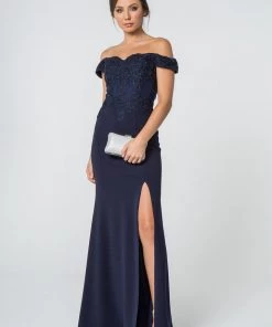 Embroidered Long Off Shoulder Dress With Slit By Elizabeth K GL2708 Prom 19 Embroidered Long Off Shoulder Dress With Slit By Elizabeth K GL2708 Prom