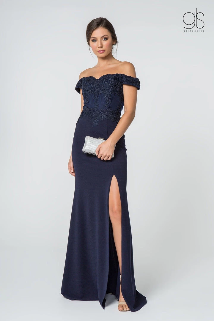 Embroidered Long Off Shoulder Dress With Slit By Elizabeth K GL2708 Prom 7 Embroidered Long Off Shoulder Dress With Slit By Elizabeth K GL2708 Prom