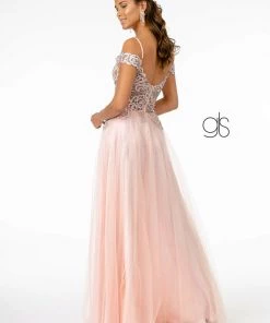 Embroidered Long Sheer Cold Shoulder Dress By Elizabeth K GL2953 Prom
