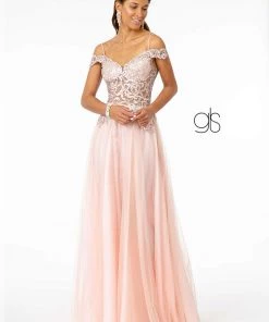 Embroidered Long Sheer Cold Shoulder Dress By Elizabeth K GL2953 Prom