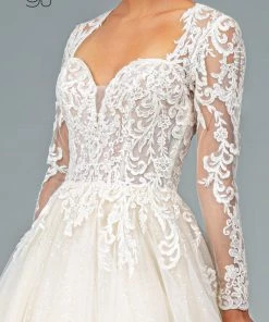 Embroidered Long Sleeve Wedding Dress By Elizabeth K GL1804