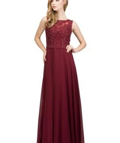 Starbox Embroidered Long Sleeveless Dress With Sheer Back By Star Box 16126 Prom