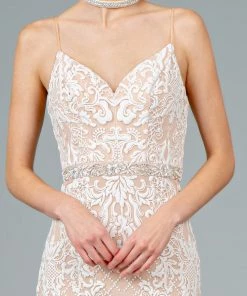 Embroidered Long Sleeveless Mermaid Dress By Elizabeth K GL2934 Prom