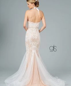 Embroidered Long Sleeveless Mermaid Dress By Elizabeth K GL2934 Prom