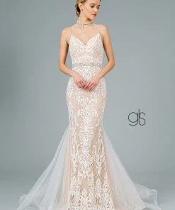 Embroidered Long Sleeveless Mermaid Dress By Elizabeth K GL2934 Prom