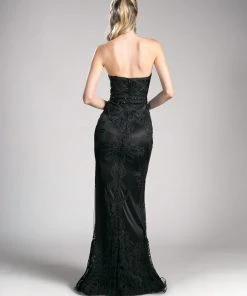 Fitted Long Strapless Lace Dress By Cinderella Divine 1971 Prom