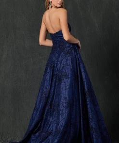 Embroidered Long Strapless Dress By Juliet 692