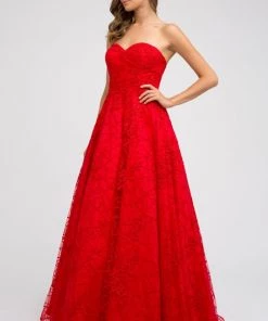 Embroidered Long Strapless Dress By Juliet 692