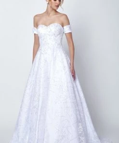 Embroidered Long Strapless Dress By Juliet 692