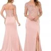 Prom Embroidered Mid Sleeve Gown With Front Slit By Poly USA 7584