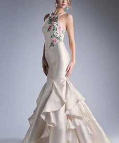 Embroidered Mikado Mermaid Dress By Cinderella Divine 83830 Prom