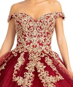 Embroidered Off Shoulder Ball Gown By Elizabeth K GL1972