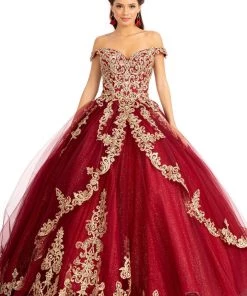 Embroidered Off Shoulder Ball Gown By Elizabeth K GL1972
