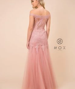 Prom Embroidered Off Shoulder Mermaid Dress By Nox Anabel J325