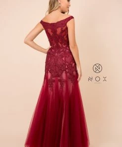 Prom Embroidered Off Shoulder Mermaid Dress By Nox Anabel J325