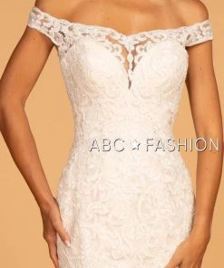 Embroidered Off Shoulder Mermaid Wedding Dress By Elizabeth K GL2593