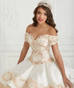 LA Glitter By House Of Wu Embroidered Off Shoulder Quinceanera Dress By LA Glitter 24079