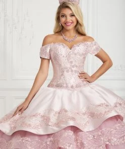 LA Glitter By House Of Wu Embroidered Off Shoulder Quinceanera Dress By LA Glitter 24079