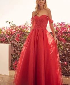 Embroidered Off Shoulder Tulle Gown By Juliet 280 Prom