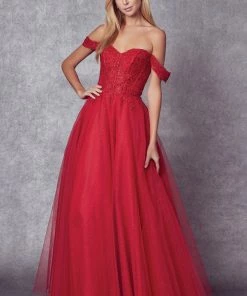 Embroidered Off Shoulder Tulle Gown By Juliet 280 Prom