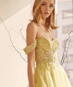 Embroidered Off Shoulder Tulle Gown By Juliet 280 Prom