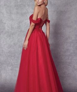 Embroidered Off Shoulder Tulle Gown By Juliet 280 Prom