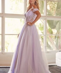 Embroidered Off Shoulder Tulle Gown By Juliet 280 Prom