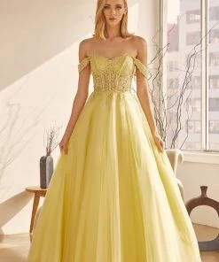 Embroidered Off Shoulder Tulle Gown By Juliet 280 Prom