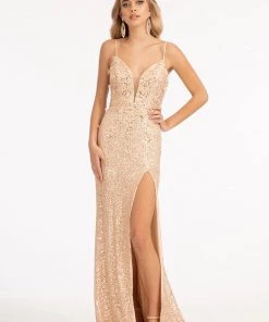 Prom Embroidered Sequin Fitted Gown By Elizabeth K GL3055