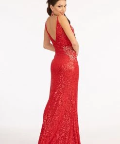 Embroidered Sequin Slit Gown By Elizabeth K GL3053 Prom
