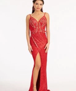 Embroidered Sequin Slit Gown By Elizabeth K GL3053 Prom