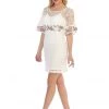 Embroidered Short Eyelet Dress With Sleeves By Celavie 8509 Mother Of The Bride Dresses